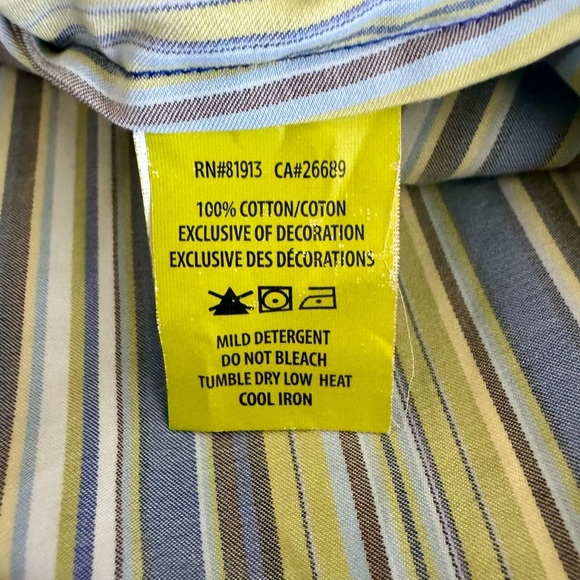 ROBERT GRAHAM Men Lime GreenBlackBlue Striped ButtonUp Cotton Silk Like Shirt-LG - Picture 3 of 11